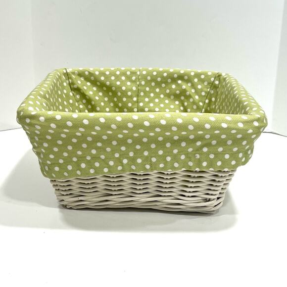 Pottery Barn Kids Green Mini Dot Sabrina basket liner 12”x6” M medium x2 SET - Picture 1 of 9